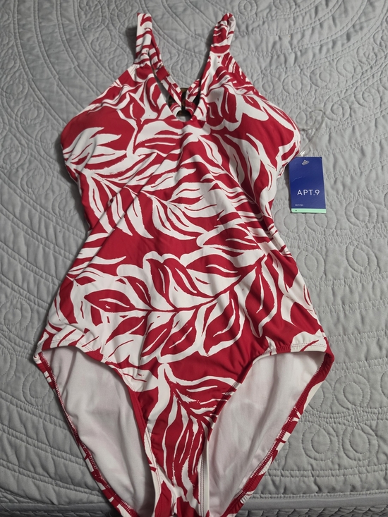 Apt. 9 Other - Apt. 9 Red & White Tropical Ring-Front One-Piece Swimsuit